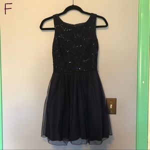Midnight Blue Sequined Homecoming Dress